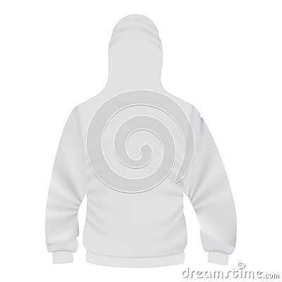 Back of white hoodie mockup, realistic style Vector Illustration