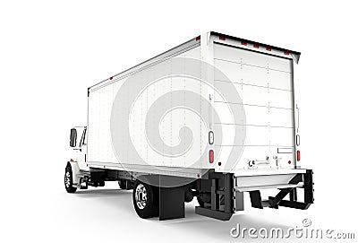 Back white truck isolated on a white background Cartoon Illustration