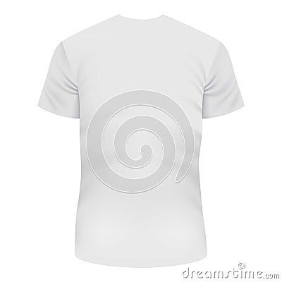 Back of white Tshirt mockup, realistic style Vector Illustration