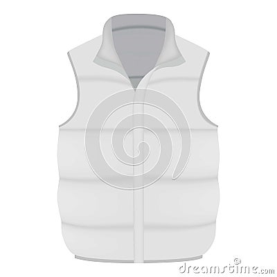 Back of white warm vest mockup, realistic style Vector Illustration