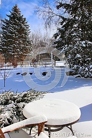 Sunny day after snowfall background. Stock Photo