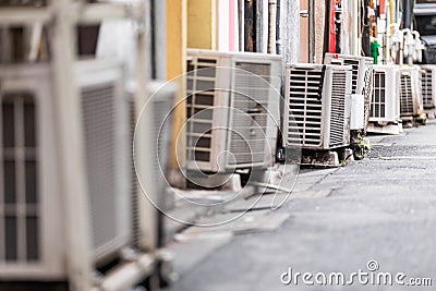 An array of external units for air conditioning Stock Photo