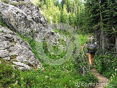 Backcountry hiking the spectacular Northover Ridge trail in Kana Stock Photo