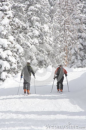 Backcountry hiking in winter Stock Photo