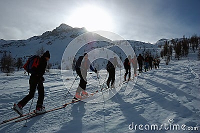 Backcountry ski touring Stock Photo