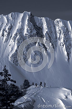 Backcountry Skiers Duotone Stock Photo