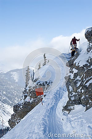 Backcountry skiing trail access Stock Photo