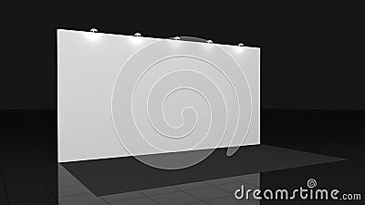 Backdrop with black carpet 3x6 meters. 3d render for your deisgn, Mockup. Template Stock Photo