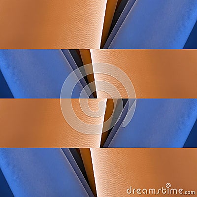 abstract design with cuts of fabric in orange and blue colors, background and texture Stock Photo