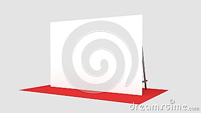 Backdrop, press banner 2x3 meters with red carpit. 3d render template. Mockup Stock Photo