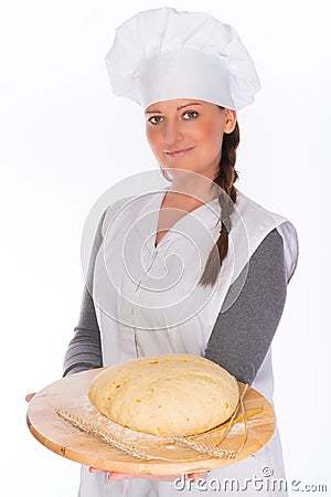Backer with bread dough Stock Photo