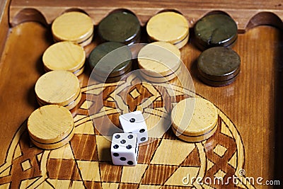 Backgammon dice Stock Photo