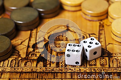 Backgammon dice Stock Photo