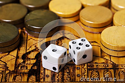 Backgammon dice Stock Photo