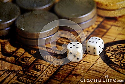 Backgammon dice Stock Photo