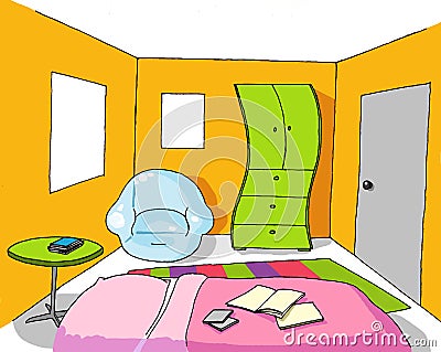 Background 07 teenage room Vector Illustration