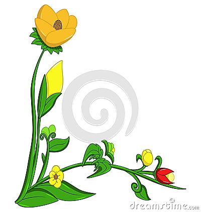 Decorative floral corner design element on white background Stock Photo