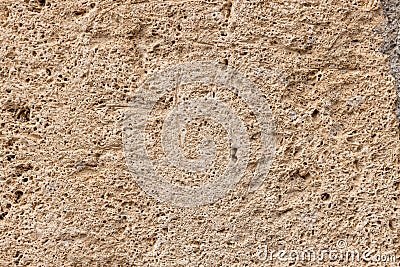 old grunge and weathered light warm hearth calcareous tuff stone wall texture close up background Stock Photo