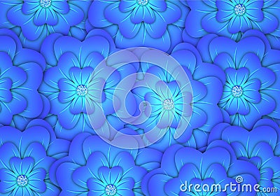 Background with abstract blue flowers Vector Illustration