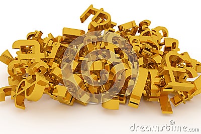 Background abstract CGI typography, currency sign for money or profit good for design. Shape, business, mess & backdrop. Stock Photo