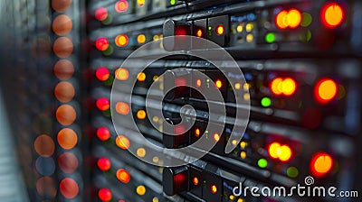 A background with abstract computer servers hosting a website Stock Photo