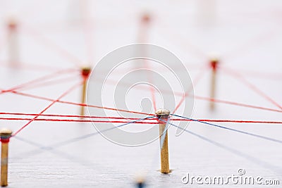 Background. Abstract concept of network, social media, internet, teamwork, communication. Nails linked together by Stock Photo