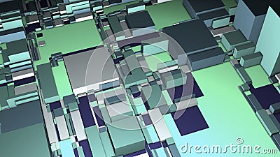 Background of abstract cubic shapes. Motion. Technological background of pixels and 3D cubes. Approximations of abstract Stock Photo