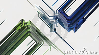 Background of abstract 3d rendering of twisted lines of futuristic shapet Cartoon Illustration