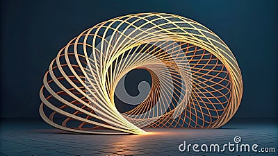Background of abstract 3d rendering of twisted lines of futuristic shapet Cartoon Illustration