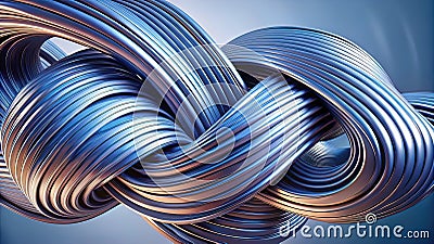 Background of abstract 3d rendering of twisted lines of futuristic shapet Cartoon Illustration
