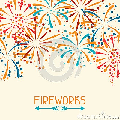 Background with abstract fireworks and salute Vector Illustration