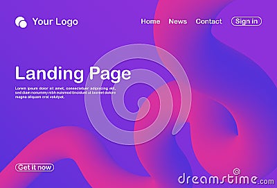 background abstract 3d landing page template_ Vector Illustration