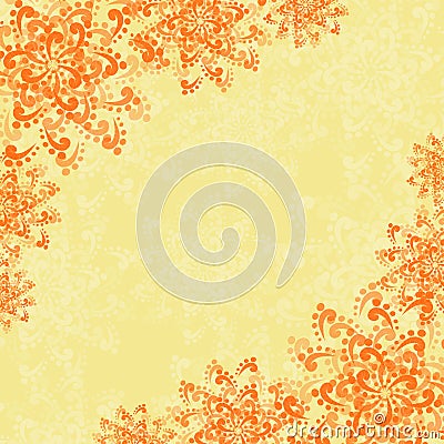 Background with Abstract Orange Flowers Vector Illustration