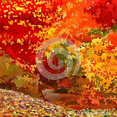 Background abstraction bright colorful deciduous autumn forest Vector Illustration