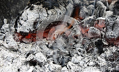 burning hot coal in the grill close up Stock Photo