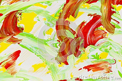Background artist acrylic paint swirl colors red green texture Stock Photo