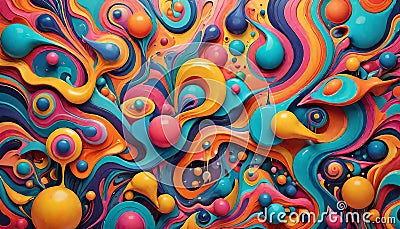 Background artist paint psychedelic design abstract run drop Cartoon Illustration