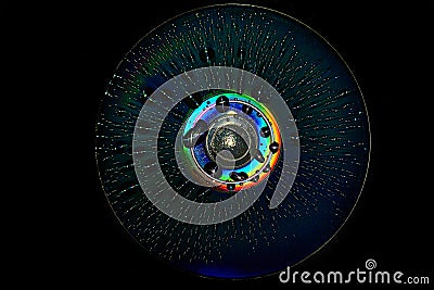 Background asset abstract circle with dark eye and rainbow center with spikes for bubbles Stock Photo