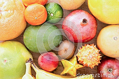 Background of assorted citrus fruit Stock Photo