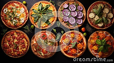 background baked pizza food presents Cartoon Illustration