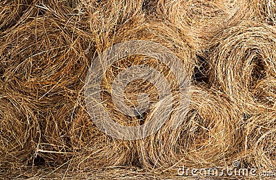 Background of bales hay stacked on each other Stock Photo