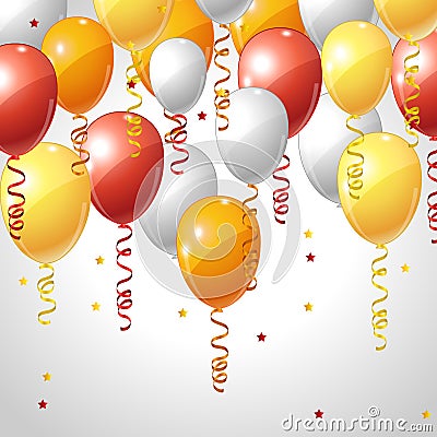 Background with balloons and serpentine Vector Illustration