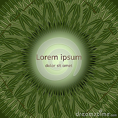 Background of bamboo leaves in a circle. Grass frame Vector Illustration