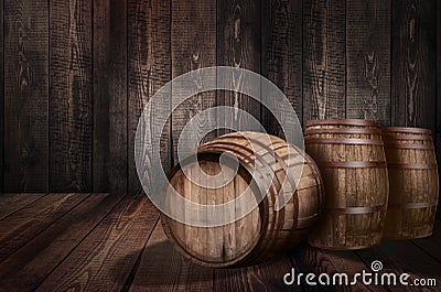 Background of barrel whiskey winery beer Stock Photo