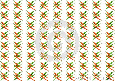 Background base set four pod chili red green vertical row ornament culinary pattern Stock Photo