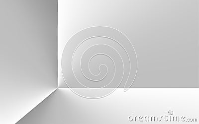 Background based on a circular gradient. Angular minimalistic white and gray backdrop. Architectural solution abstract empty room Vector Illustration
