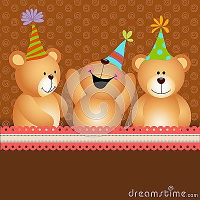 Background birthday teddy bears Vector Illustration