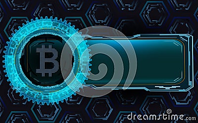 Background with bitcoin symbol and space for text. Cartoon Illustration