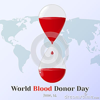 Background for Blood Donor Day with dropcounter in sandglasses shape in cartoon style. Vector illustration for you Vector Illustration