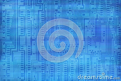 Background with blue circuitry Stock Photo